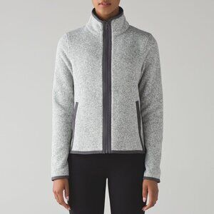 Lululemon Its Fleecing Cold Zip Up - 2 Heathered White / Dark Carbon